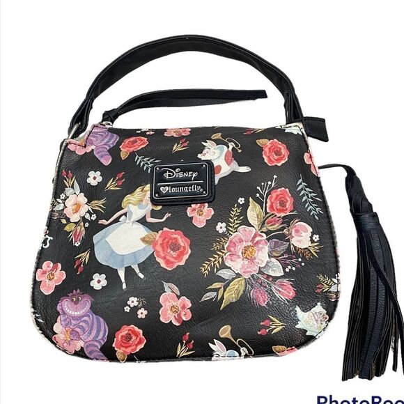 Rare Disney Loungefly Vintage Alice in Wonderland Handbag Purse Black